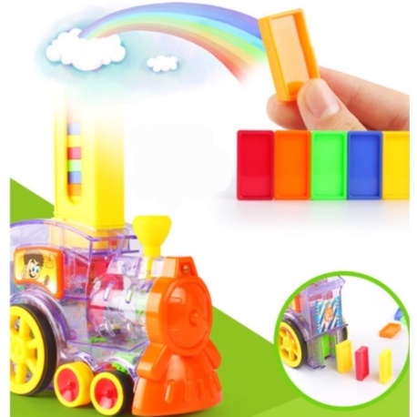 [Hàng sẵn] Đồ chơi Xe lửa xếp hình Domino - Đồ chơi thông minh Domino thiết lập tàu hỏa