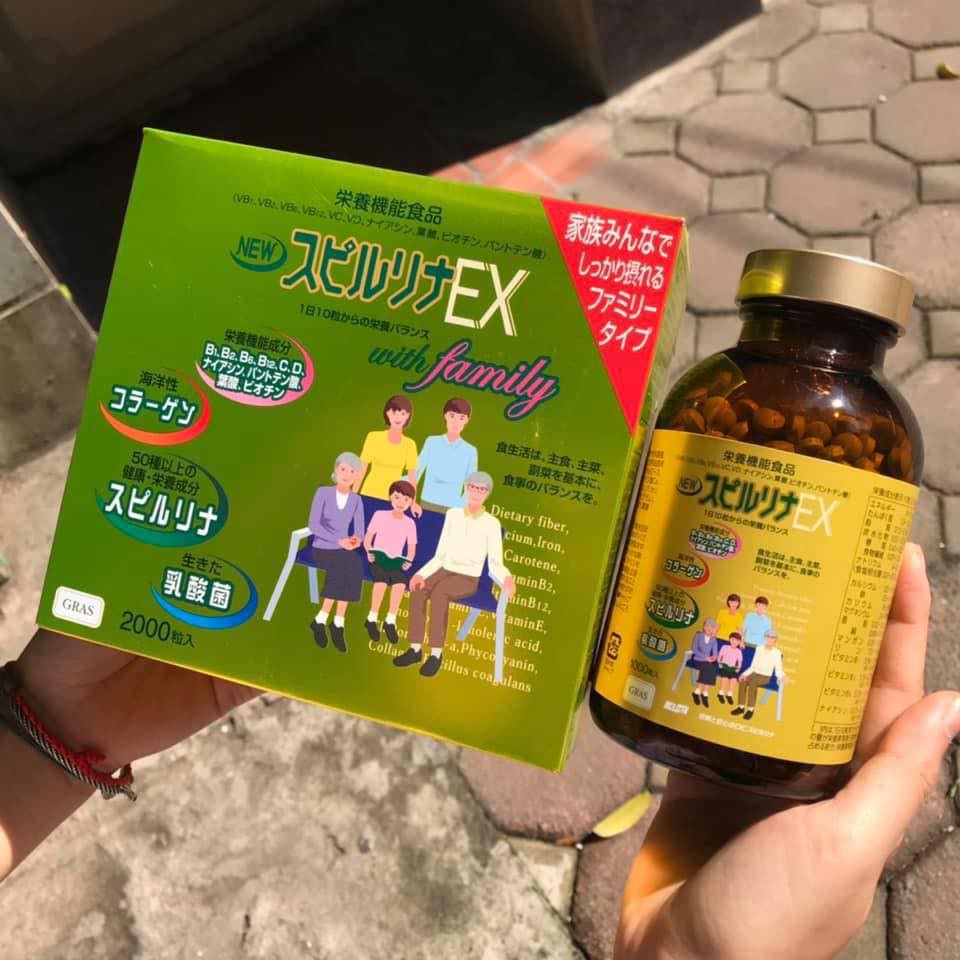 Tảo vàng Spirulina EX Nhật Bản (1 set 2 lọ, mỗi lọ 1000 viên)