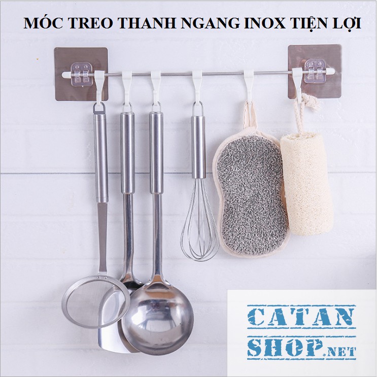 NPP12 -  Thanh treo đồ inox dán tường,tủ quần áo, nhà bếp, có 6 móc chịu lực tiết kiệm diện tích GD263-MTSC-ThanhINOX