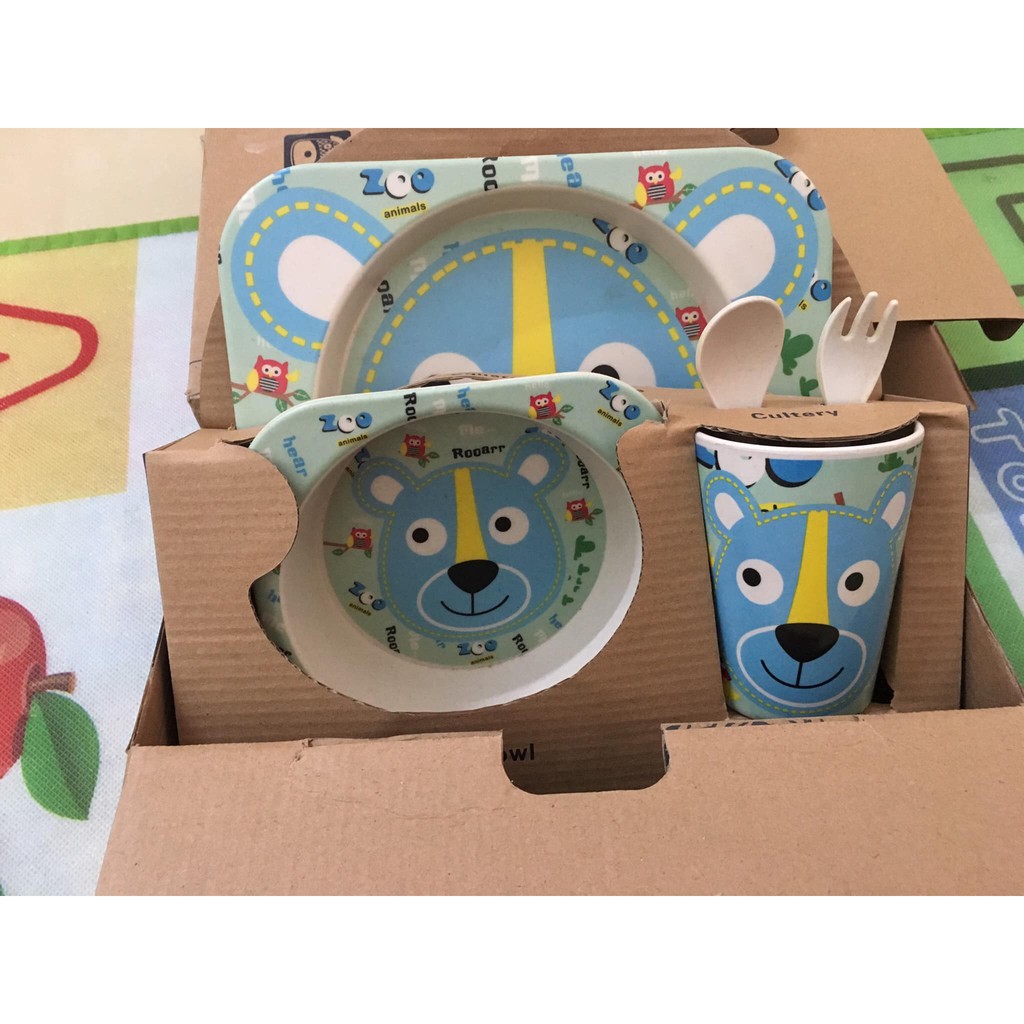 Set 5 món Bát ăn dặm sợi tre Bamboo cao cấp