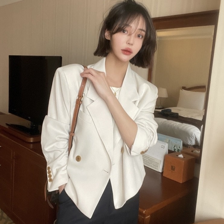 (Hàng Đẹp)Ảnh thật 4 hình cuối-2W483.Áo blazer dáng ngắn xuân hè Hàn Quốc
