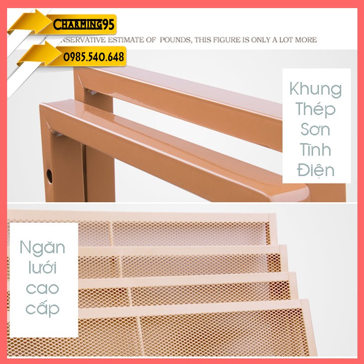 Kệ đa năng bếp/sách/trang trí khung thép hình thang 4 tầng 60x35x147 RE0265