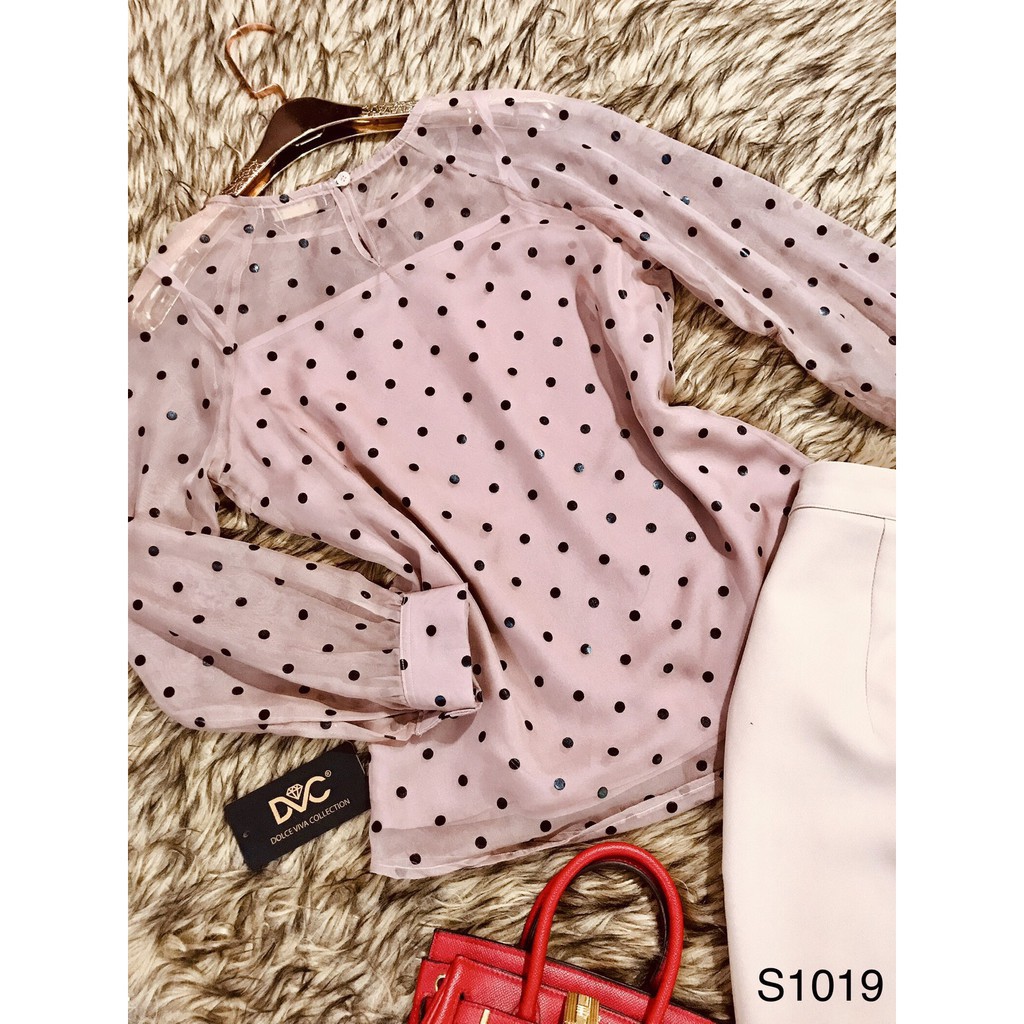 [ xả kho ] MiD Set chấm bi hồng hàng thiết kế cao cấp S1019 Mie Design ảnh thật