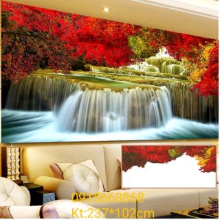 Tranh thêu chữ thập phong cảnh thiên nhiên tuyệt đẹp kt 237*102cm
