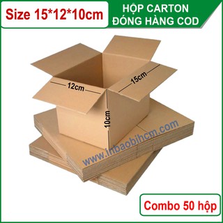 50 hộp carton đóng hàng 15x12x10 cm (InbaobiHCM - Thùng giấy - Hộp giấy giá rẻ)