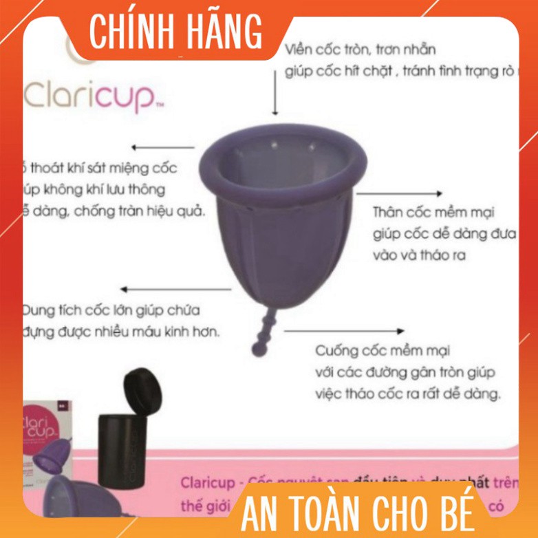 GIÁ CỰC ĐÃ Cốc Nguyệt San Kháng Khuẩn Claricup Nhập Khẩu Pháp- Tặng 1 vĩ thuốc tiệt trùng cốc GIÁ CỰC ĐÃ