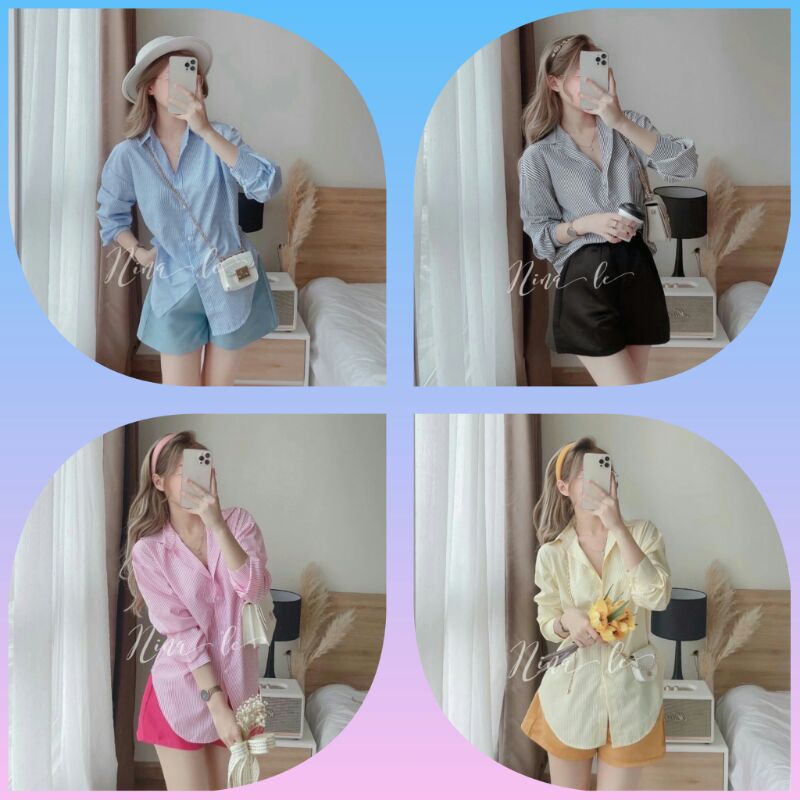 SET ĐỒ ĐI CHOI BIG SIZE ÁO SƠ MI SỌC KÈM QUẦN PHÙ HỢP DẠO PHỐ / ĐI BIỂN