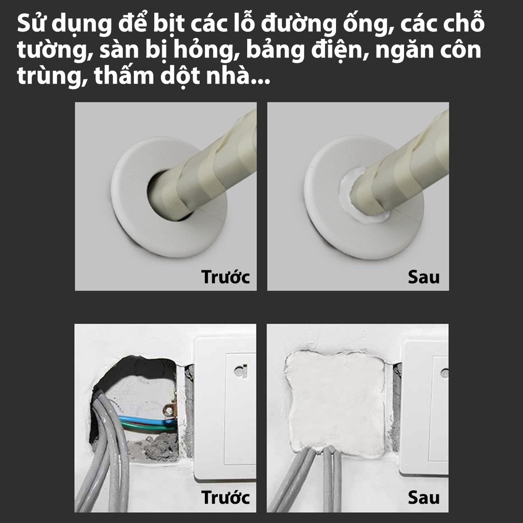 Xi Măng Trắng Chống Thấm Bùn Đất Sét Keo Trám Tường Nhà Lỗ Điều Hoà Đường Ống Nước