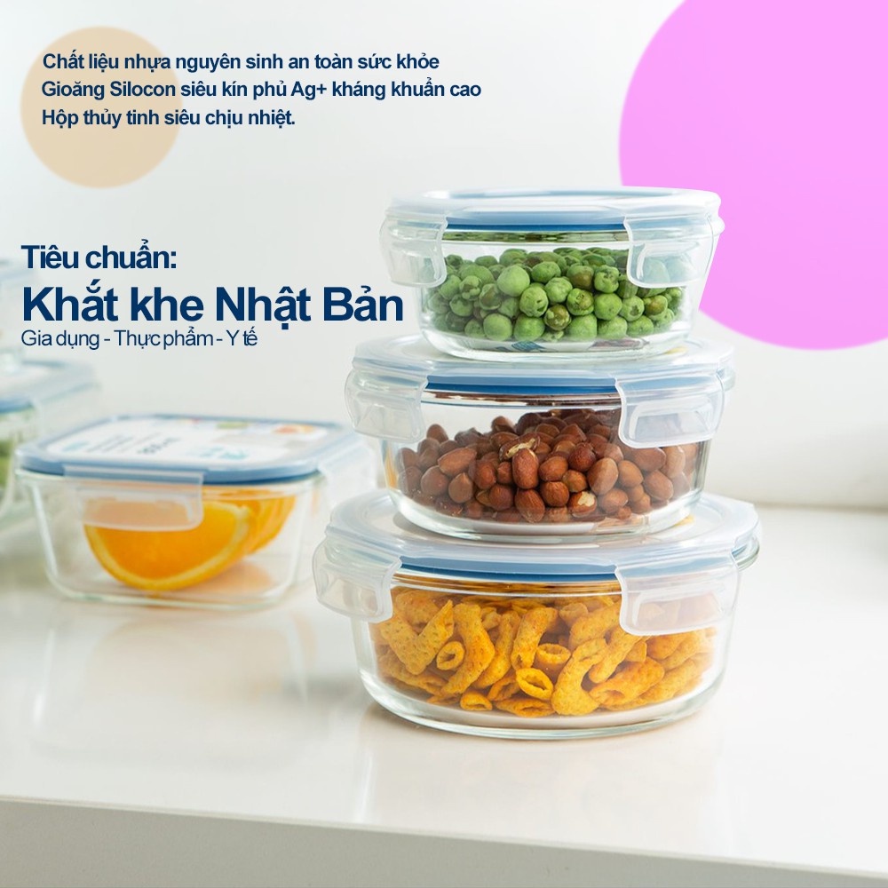 Hộp Thuỷ Tinh Đựng Thức Ăn Nikko Khay Đựng, Bảo Quản Thực Phẩm Cao Cấp