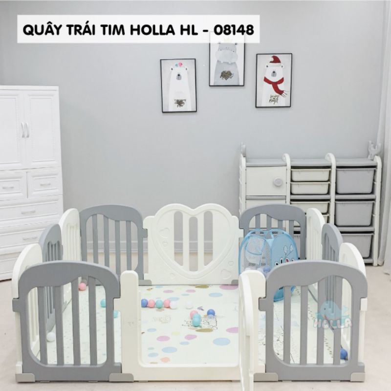 Full Bộ quây cũi nhựa Kèm Cầu trượt, Xích Đu, bóng rổ TẶNG thảm, bóng, giỏ