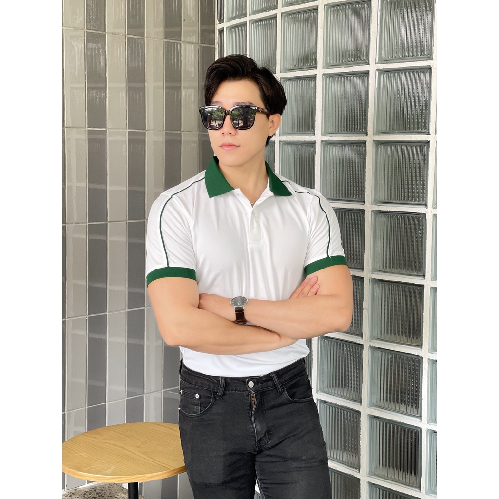 Áo polo nam phối vai, áo cao cấp vải cá sấu size VNXK sang trọng, thời trang, họa tiết cute - HOKOMEN