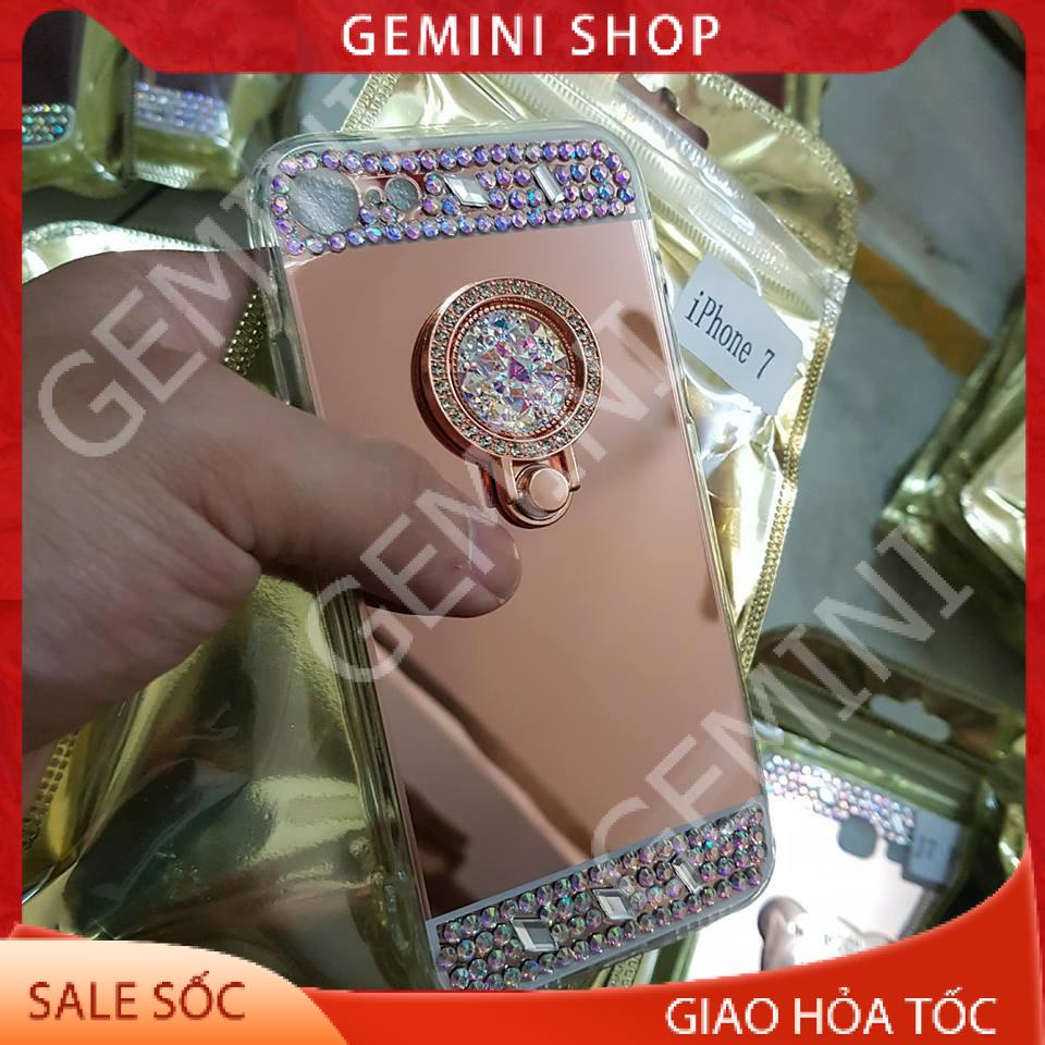 Ốp lưng iPhone 7 / iPhone 8 tráng gương đính đá kiêm giá đỡ điện thoại (GƯƠNG ĐỠ)