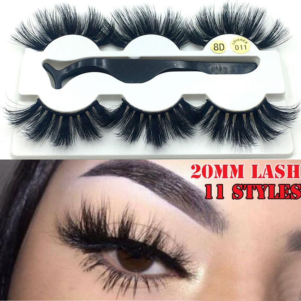 Set 3 Cặp Lông Mi Giả SKONHED Kèm Nhíp Gắp 8D Làm Thủ Công Không Trang Điểm