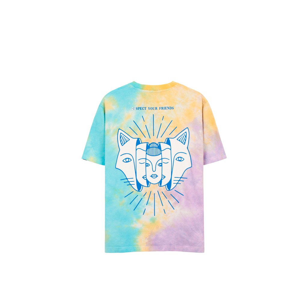 ÁO THUN RESPECT TIE DYE PHỐI 3 MÀU XANH VÀNG TÍM