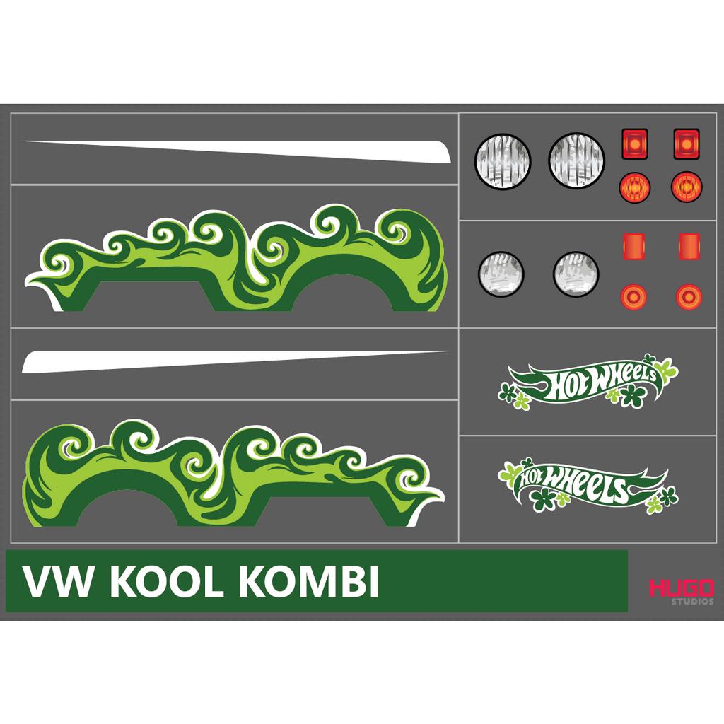 Hugo Studios Decal trượt nước Hot Wheels Volkswagen Kool Kombi tỉ lệ 1/64 chưa phủ clear