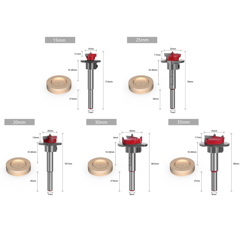 Bộ Mũi Khoan Lục Giác 15 / 20 / 25 / 30 / 35mm Chuyên Dụng