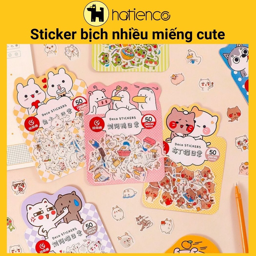 Sticker, hình dán con thú bộ nhiều miếng dễ thương