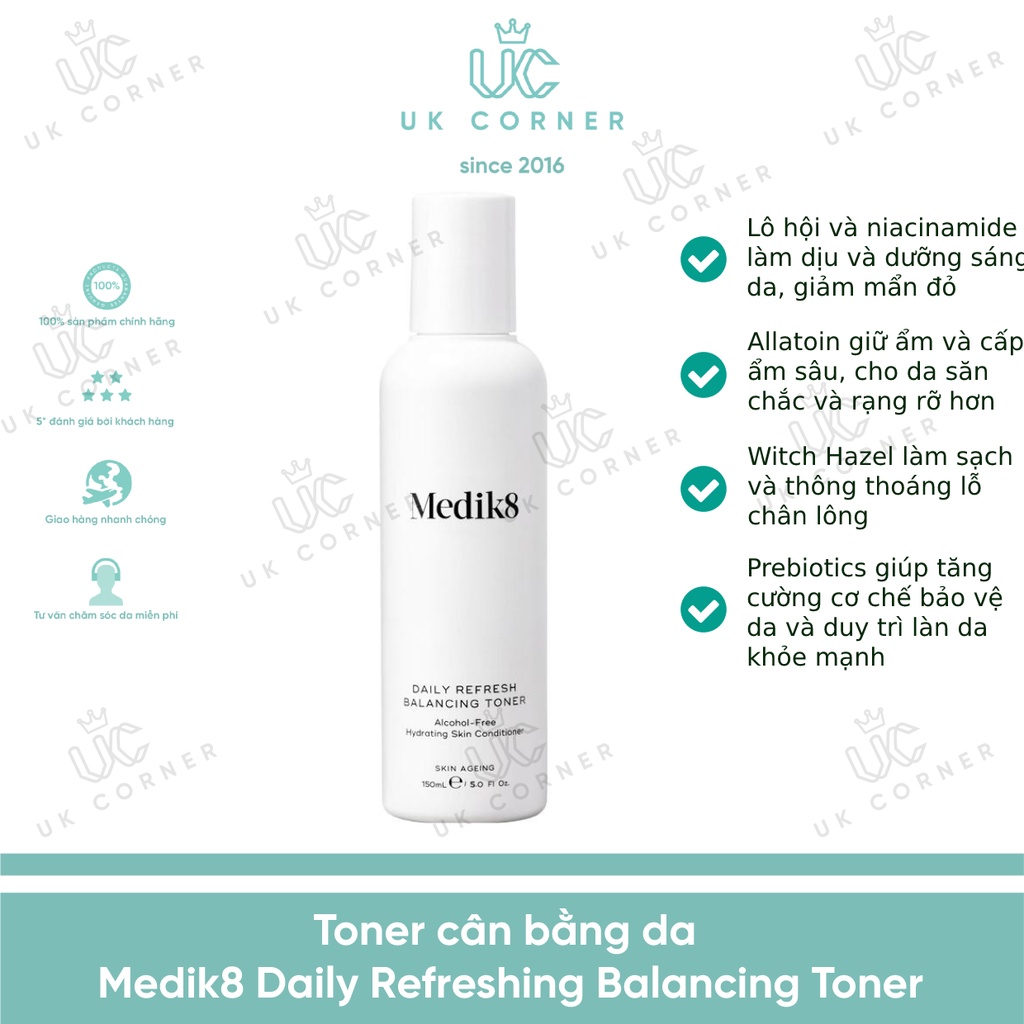 Toner cân bằng da Medik8 Daily Refreshing Balancing Toner ( nước hoa hồng )