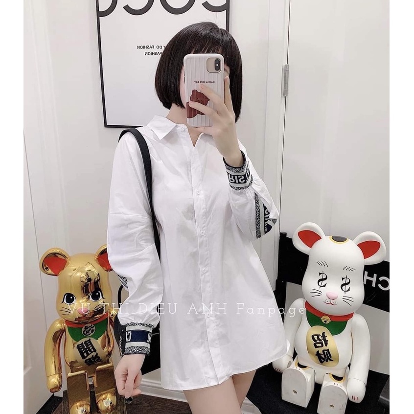 Áo sơ mi trắng sọc lưng áo sơ mi form rộng thụng giấu quần MIVOSA SM021