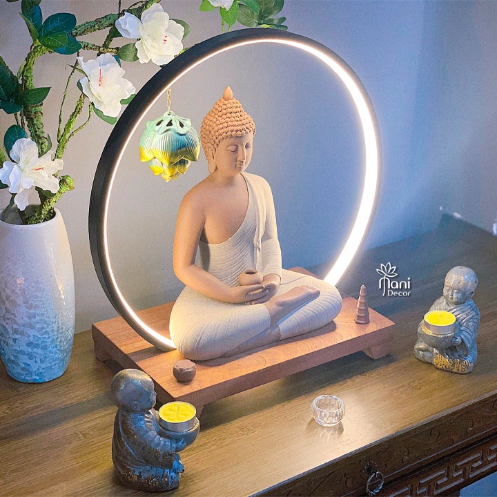 Set tượng phật thích ca trì bình decor trang trí nhà cửa - MANI DECOR