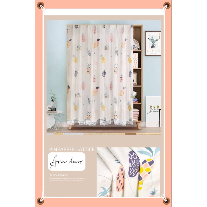 [TẶNG ĐŨA] Rèm cửa dán tường ARIA DECOR họa tiết Trắng quả dứa chắn nắng, rèm decor, cản sáng