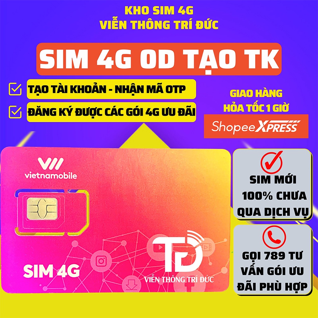 Sim 4G Vietnamobile Shopee Data 180Gb (6Gb/Ngày - Thánh Úp &amp; Trọn Đời) - Gọi Miễn Phí - Sim Không Giới Hạn Data