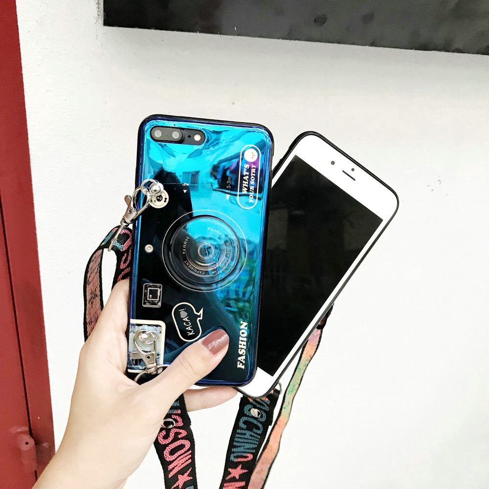 DJL| Ốp điện thoại hình camera có popsocket kèm dây đeo cho Vivo V5 V5s V5 Lite V5 V7 Plus V9 Youth V11 V11i V15