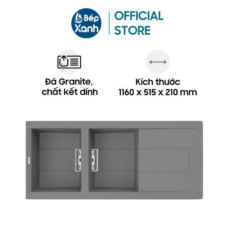 [FREESHIP HCM] Chậu Rửa Chén Malloca SMART K-500 - Chất Liệu Đá Granite