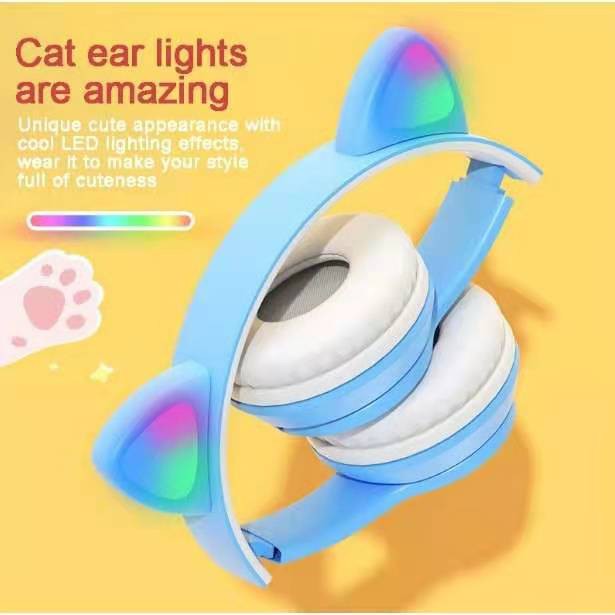 Tai nghe không dây P47 có micro 5.0 trang trí tai mèo xinh xắn dành cho điện thoại thông minh