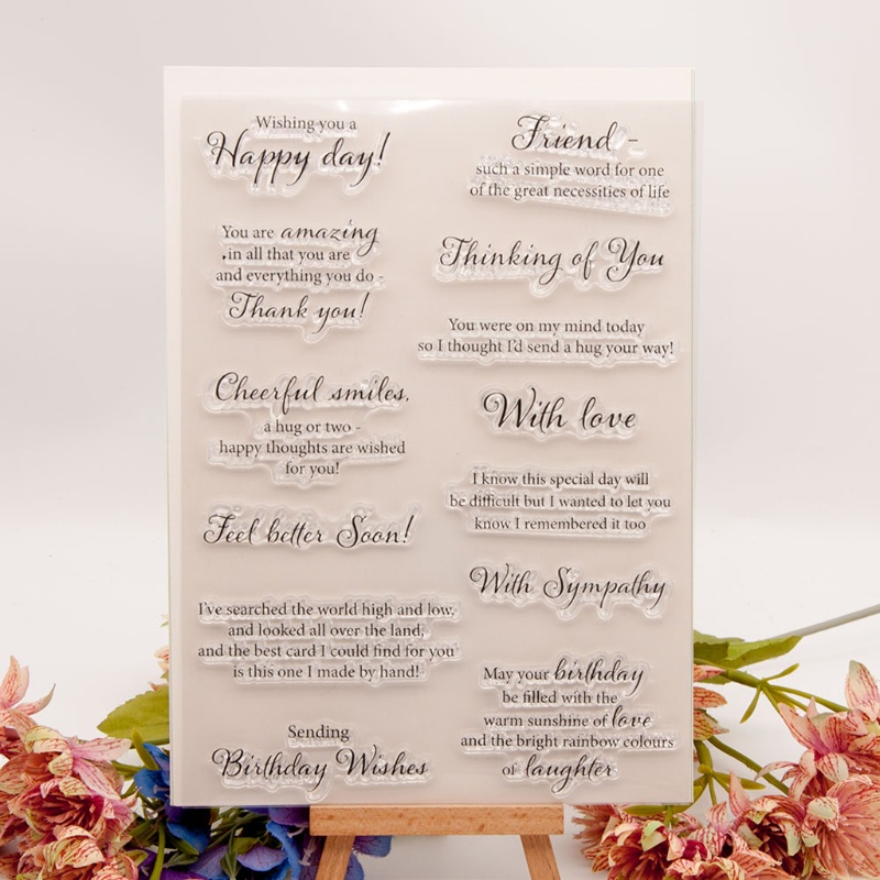 Con dấu silicone trong suốt in chữ Happy Day dùng để trang trí thiệp