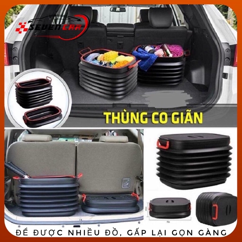 Thùng đựng đồ ô tô- thùng lò so 40l xe hơi, đa năng có thể gấp gọn -dung tích 40L - SEVEN.CAR