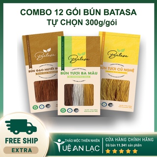 Combo 12 Gói Bún Batasa - Bún Gạo Lứt/ Bún Củ Nghệ/ Bún Trắng/ Bún 3 Màu Gói 300g