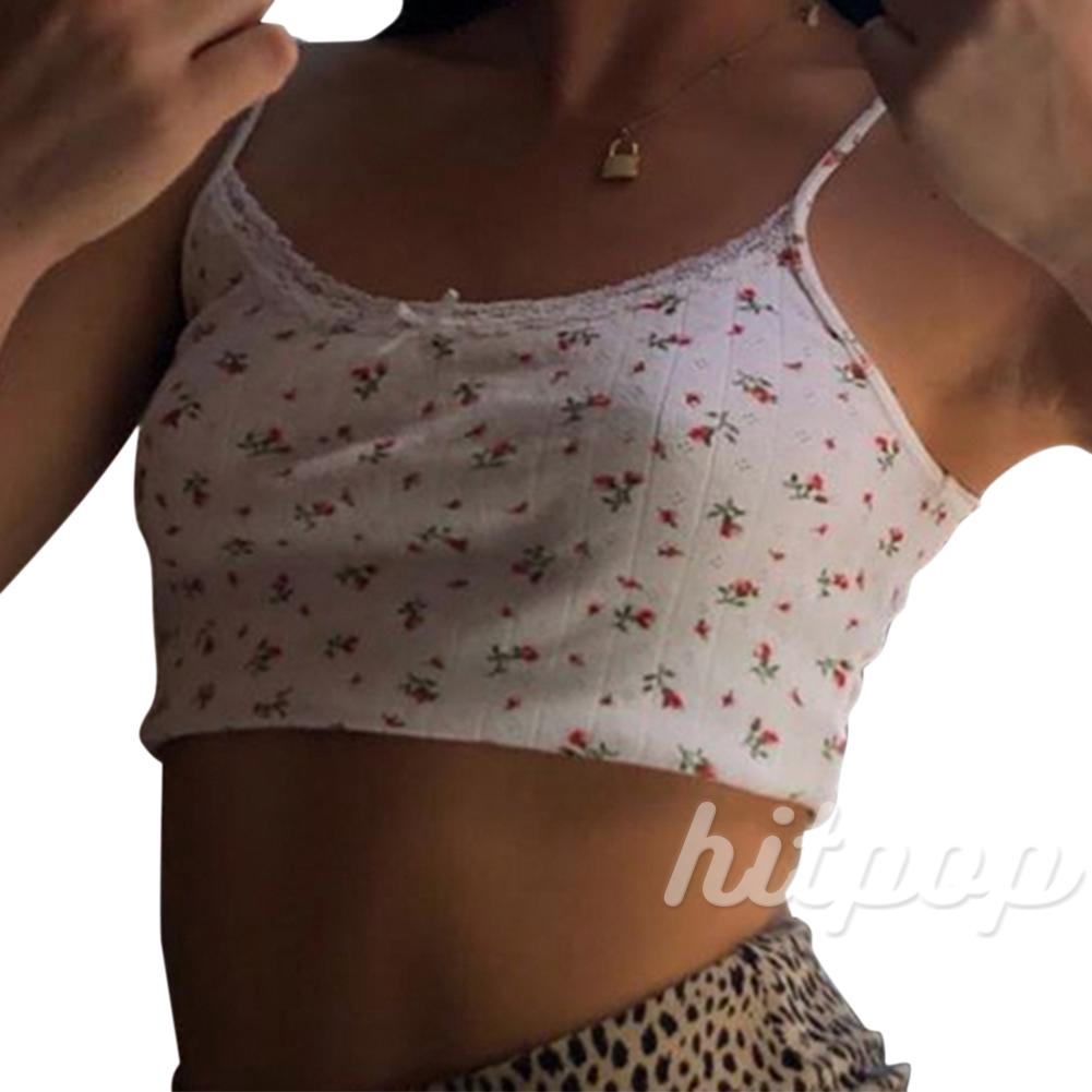 Áo hai dây cổ tròn dây mỏng họa tiết ren hoa phía trước dáng ôm cho nữ mặc trong mùa hè | BigBuy360 - bigbuy360.vn