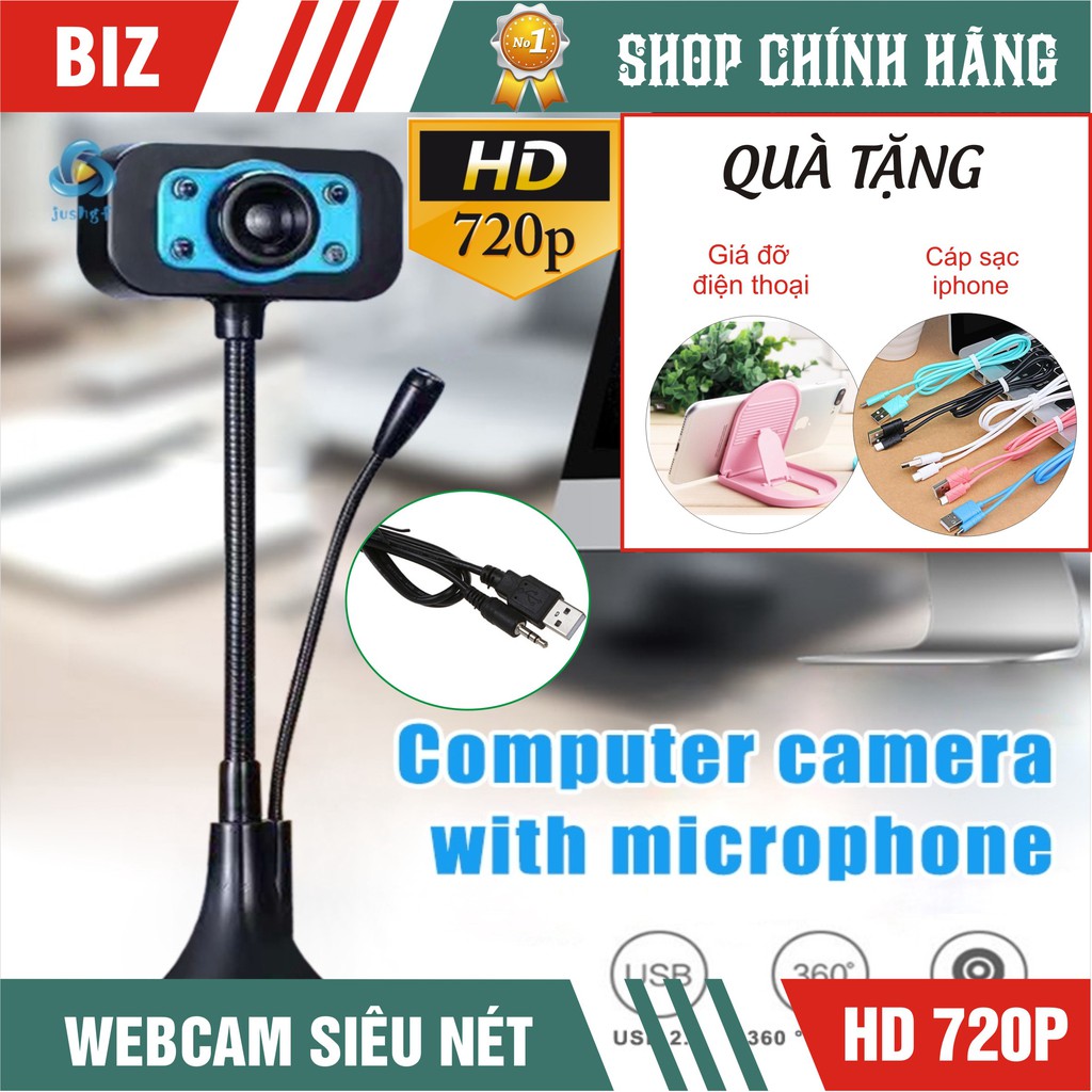 {Giá sập sàn- BH 12 tháng}Webcam có tích hợp mic và đèn Led trợ sáng- Siêu Nét!!