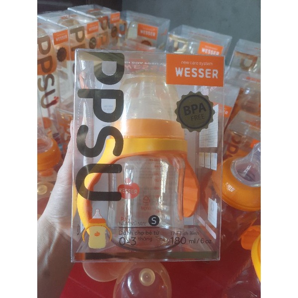 Bình sữa wesser ppsu cao cấp cổ rộng 180 ml