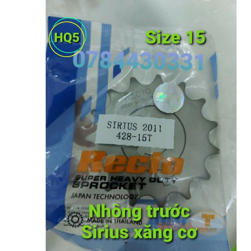 Nhông trước Sirius xăng cơ size zin 15, thái lan