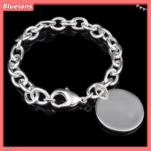 Lắc tay mạ bạ dạng mắc xích với mặt hình tròn đơn giản thời trang