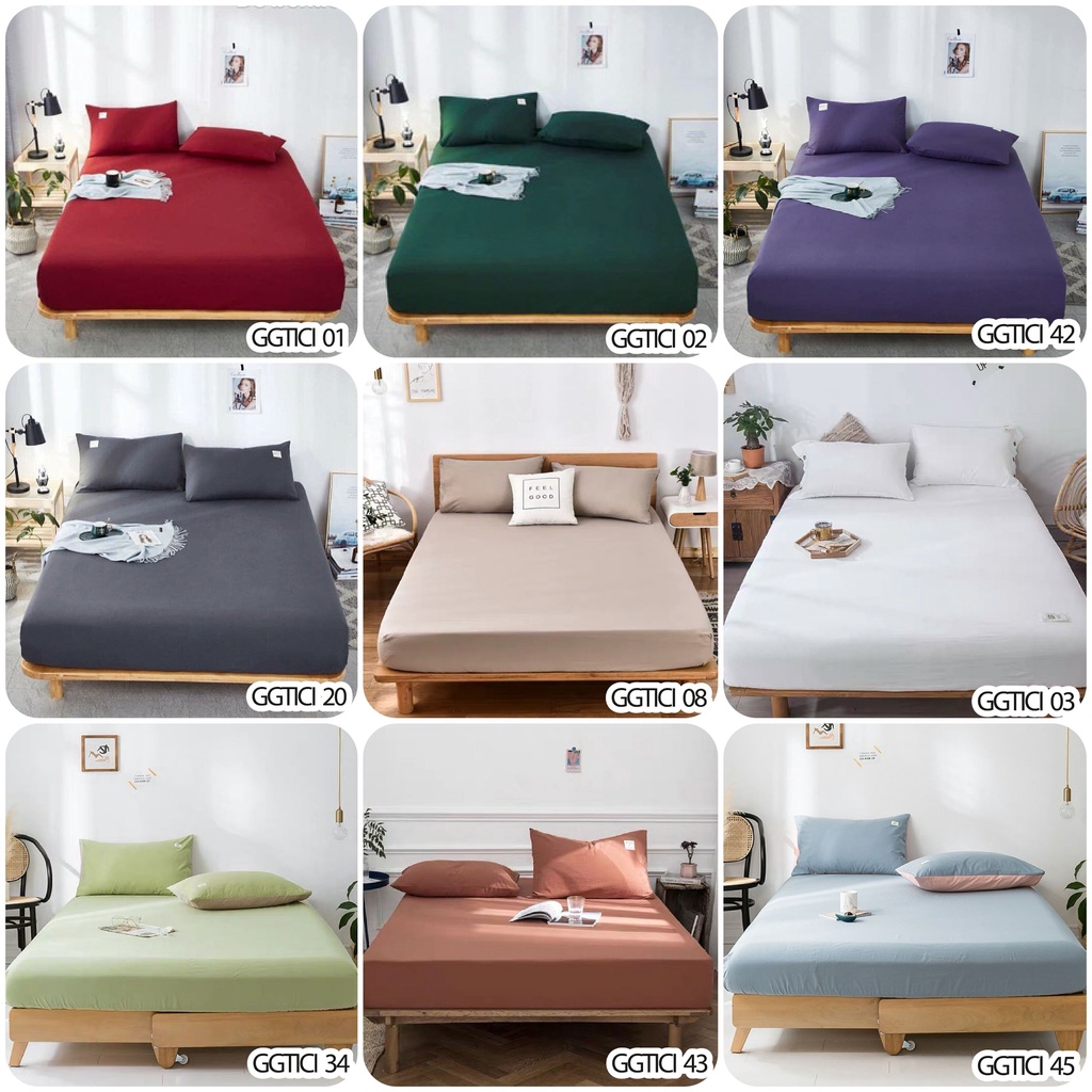 Bộ Gra Giường Và Vỏ Gối Cotton Tici Cao Cấp - Đủ Màu -