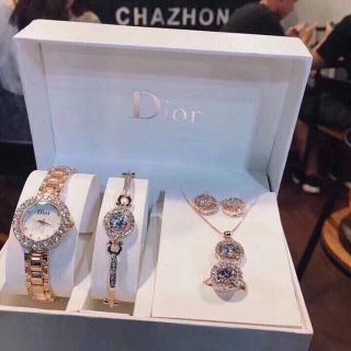 Set đồng hồ dây chuyền bông tai trang sức giá sỉ