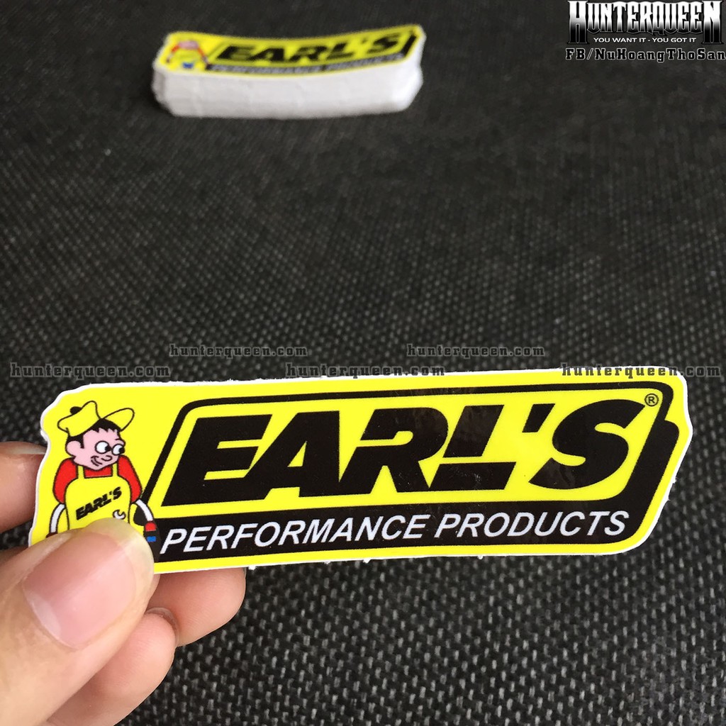 EARL[9x2.6cm] decal cao cấp chống nước, sắc nét, bền màu, dính chặt. Hình dán logo trang trí mọi nơi, in theo yêu cầu