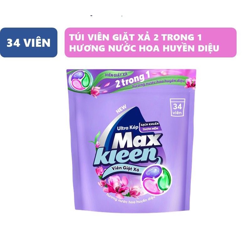 Viên giặt xả 2 trong 1 Maxkleen- Túi 34 viên