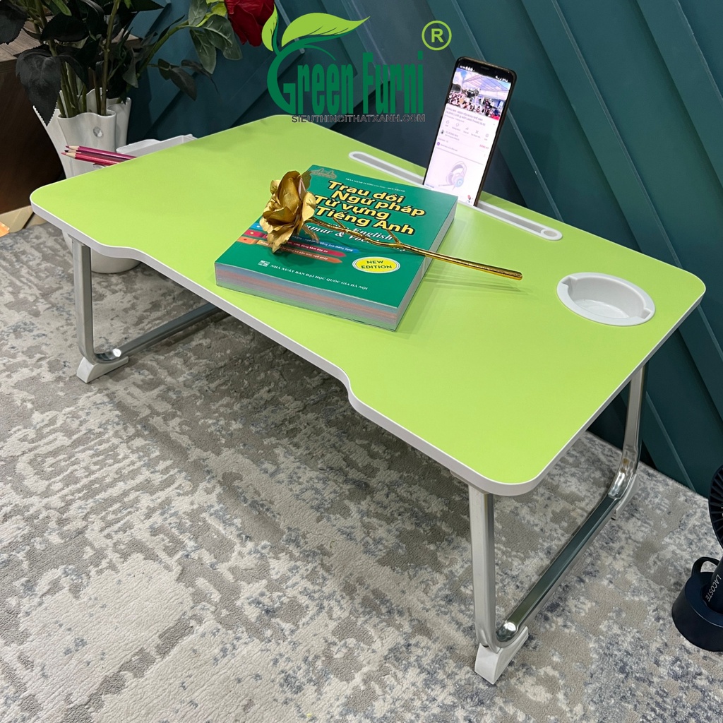 Bàn làm việc chân xếp gọn, bàn học nhỏ gọn tiện lợi Green Furni phù hợp cho không gian nhỏ, di dời linh hoạt TGK XANH LÁ