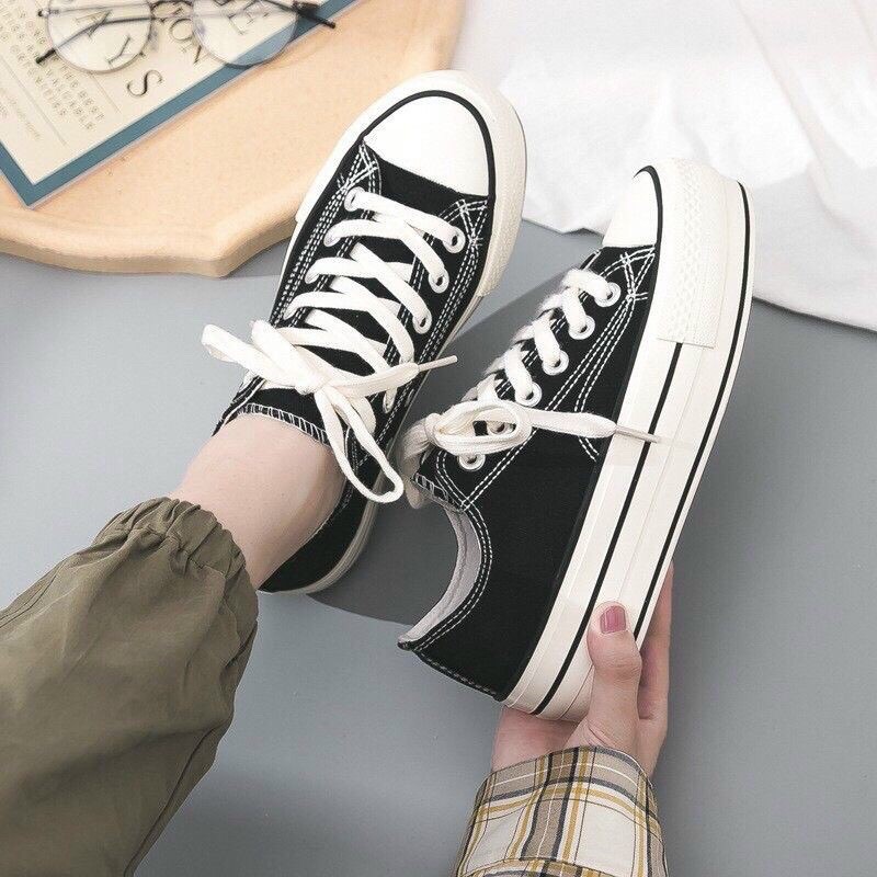 Giày thể thao nữ đế độn gót kẻ Caro , giày sneaker cổ thấp loại 1 | BigBuy360 - bigbuy360.vn