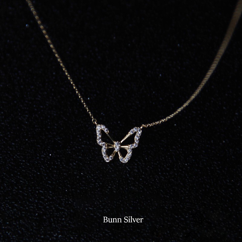 Vòng cổ nữ mặt cánh bướm mỏng Bunn Silver, dây chuyền bạc 925 sang chảnh, nữ tính, xinh xắn