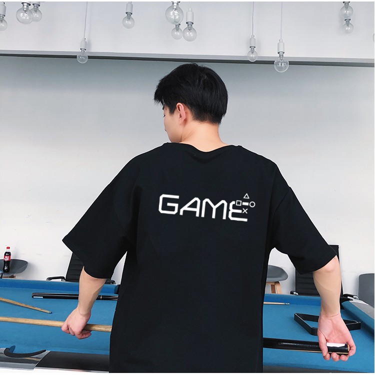 Áo thun tay lỡ unisex GAME form rộng dáng oversize hai màu trắng đen basic tee phông nam nữ đều mặc được