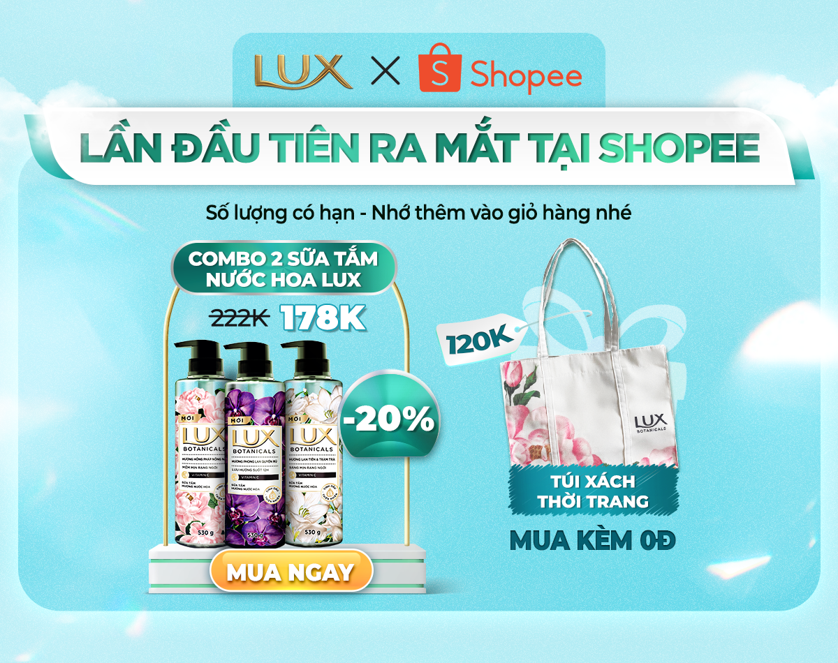 Mua combo Sữa tắm nước hoa thơm Lux Botanicals tặng túi xách trị giá 120k, giảm giá 20%