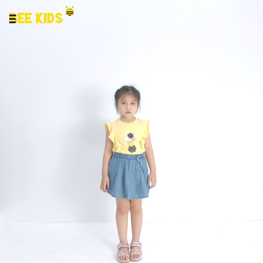 Quần Giả Váy Bé Gái Bee Kids Dáng Xòe Cạp Chun Đính Nơ Chất Liệu Jeans Mềm Mịn Thoáng Mát (2 - 12 tuổi) 7QJ01652SX