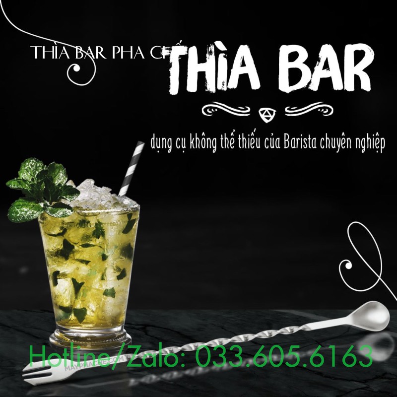 Thìa bar pha chế Bar Spoon 32cm hoặc 26cm chất liệu inox siêu bền | BigBuy360 - bigbuy360.vn