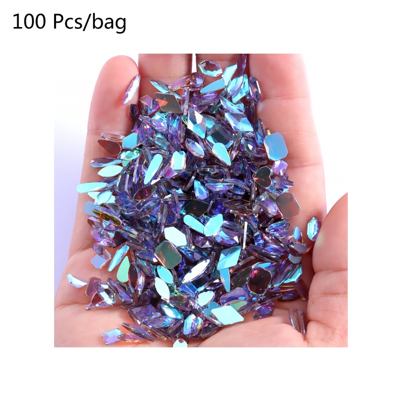 Set 100 Hạt Pha Lê Dạng Phẳng Lấp Lánh Trang Trí Móng Nghệ Thuật Lạ Mắt