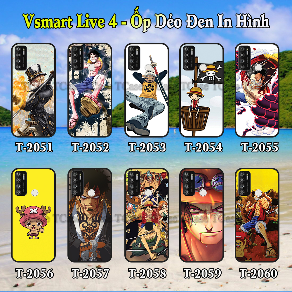 Ốp lưng Vsmart Live 4 dẻo đen in hình One Piece